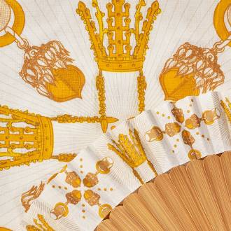 Silla Gold Crown Folding Fan & Handkerchief Set