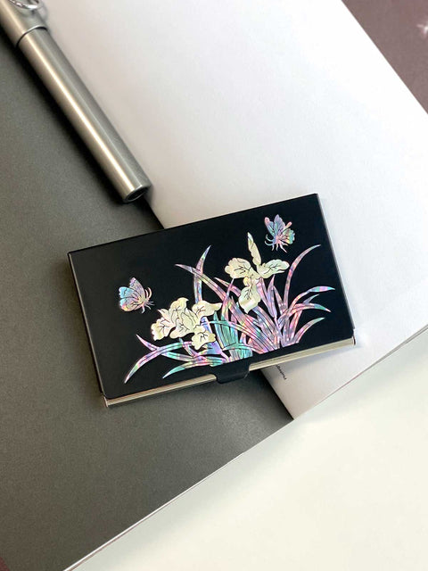 Mother of pearl Craft Business Card Case(orchid)