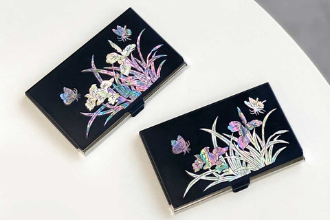 Mother of pearl Craft Business Card Case(orchid)