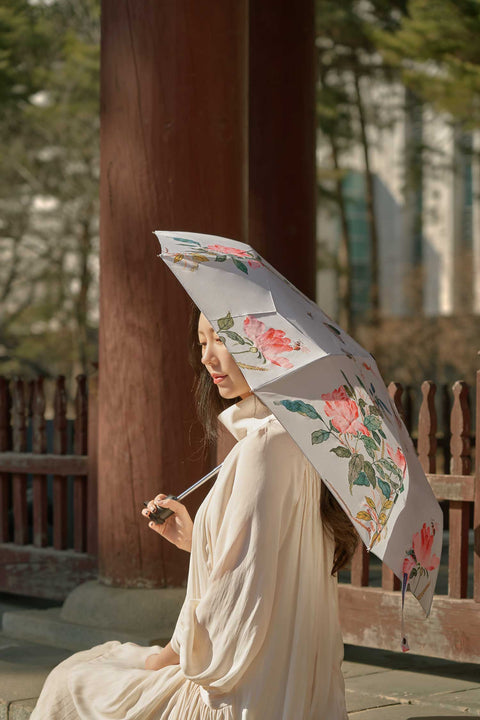 Umbrella('Baek Eun-bae' Butterflies and Flowers_blue)