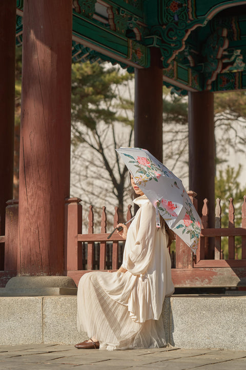 Parapluie (Papillons et fleurs « Baek Eun-bae »_bleu)