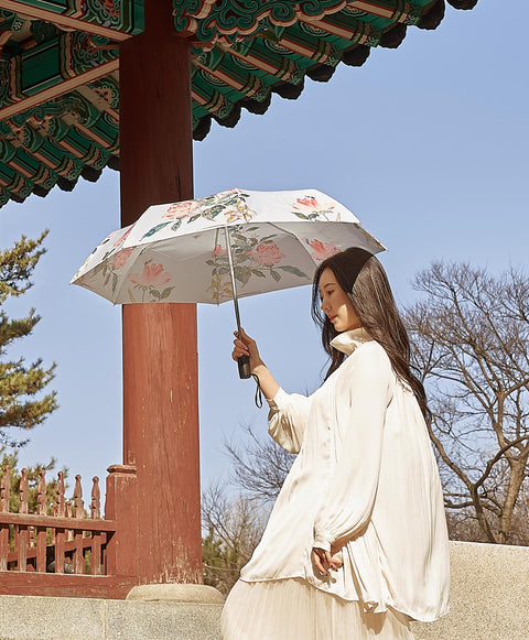 Parapluie (Papillons et fleurs « Baek Eun-bae »_bleu)