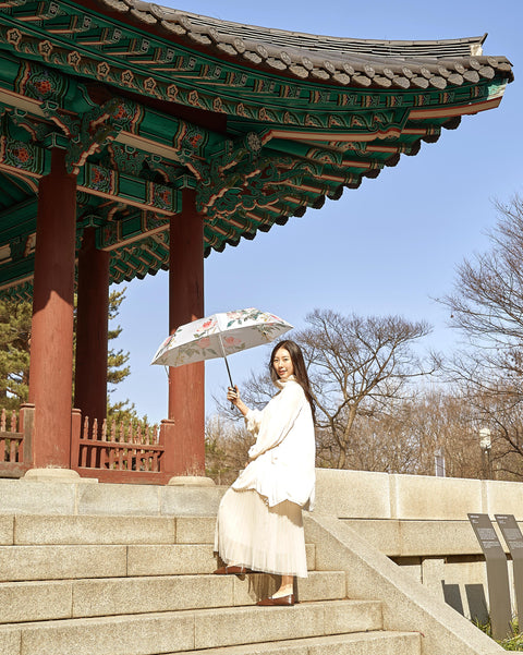 Parapluie (Papillons et fleurs « Baek Eun-bae »_bleu)