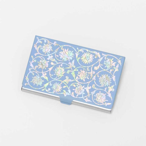 Mother of pearl Craft Business Card Case(peony vines)