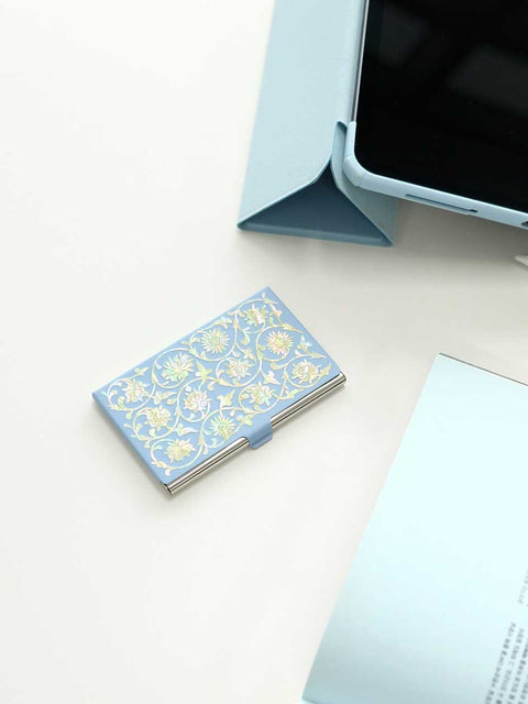 Mother of pearl Craft Business Card Case(peony vines)