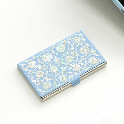 Mother of pearl Craft Business Card Case(peony vines)