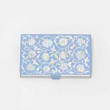 Mother of pearl Craft Business Card Case(peony vines)