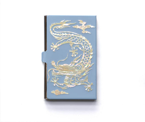 Mother of pearl Craft Business Card Case(Blue Dragon design from Uigwe)