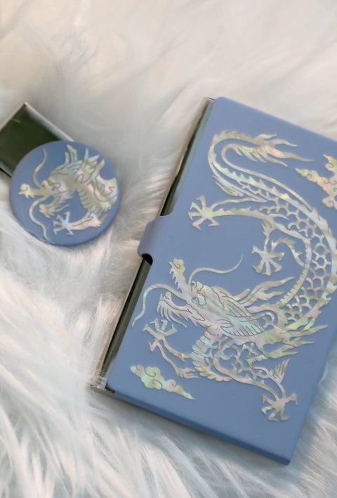 Mother of pearl Craft Business Card Case(Blue Dragon design from Uigwe)