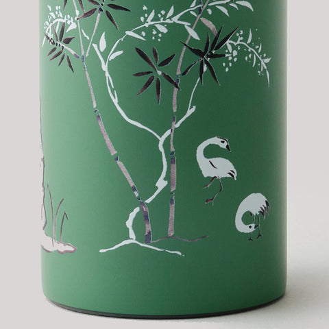 Green Tumbler(Plum Blossom, Bamboo, and Crane Pattern)