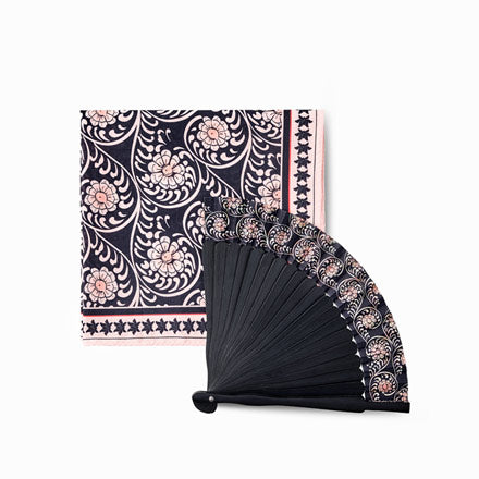 Folding Fan & Handkerchief Set (Peony)