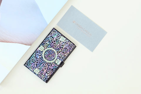 Mother of pearl Craft Business Card Case(foliage scrolls)