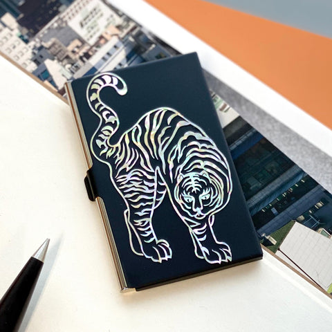 Mother of pearl Craft Business Card Case(tiger)